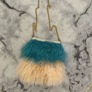 Vintage sheepskin two tone custom purse Handmade Italian